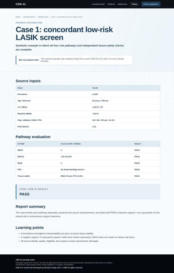 Screenshot of the public Learning Center teaching example, not a patient report.